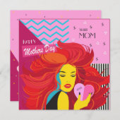 お母さんの日おめでとう!モダンなデザイン&ウィッシュテキスト 招待状 (正面/裏面)