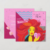 お母さんの日おめでとう!モダンデザイン&ウィッシュテキスト 招待状 (正面/裏面)