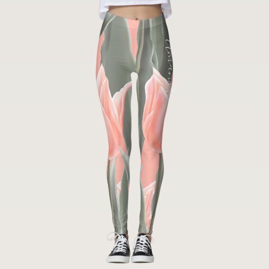 お母さんの日おめでとう！桃スタイリッシュのチューリップ レギンス (正面)