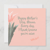 お母さんの日おめでとう!桃スタイリッシュのチューリップ 招待状 (裏面)