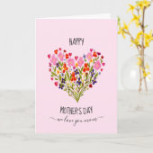 お母さんの日おめでとう】水彩花ハートカード カード (黄色い花)