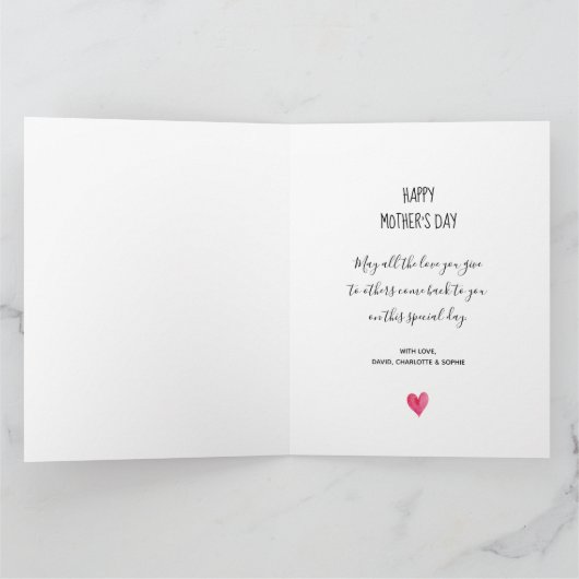 お母さんの日おめでとう】水彩花ハート カード (内部)