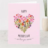 お母さんの日おめでとう】水彩花ハート カード (正面)