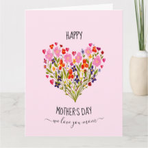 お母さんの日おめでとう】水彩花ハート