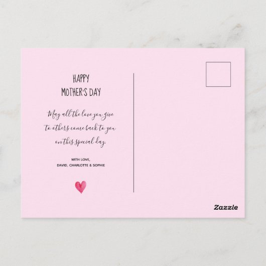 お母さんの日おめでとう】水彩花ハート ポストカード (裏面)