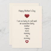 お母さんの日おめでとう　私はとっても幸せ者 シーズンカード (正面/裏面)