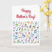 「お母さんの日おめでとう！」 +音カラフル楽記号 カード (黄色い花)