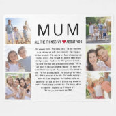 お母さんの日が大好きなこと フリースブランケット (正面(横))