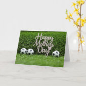 お母さんの日とカーネーションのサッカーボール カード (黄色い花)