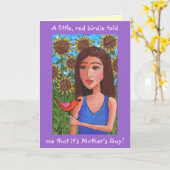 お母さんの日と赤いバーディのお祝い カード (黄色い花)