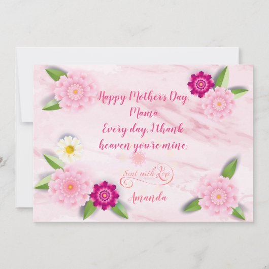 お母さんの日にうれしい花のグリーティングカード カード (裏面)