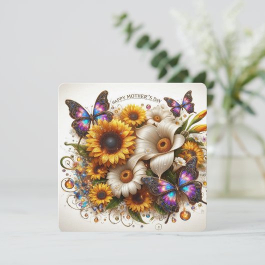 お母さんの日にお花と蝶 シーズンカード (スタンド正面)