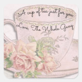 お母さんの日にピンクのお茶をあなたのためだけに スクエアシール (正面)