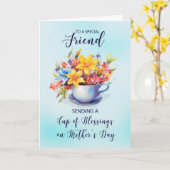 お母さんの日に楽しみと花を友だちカップ カード (黄色い花)