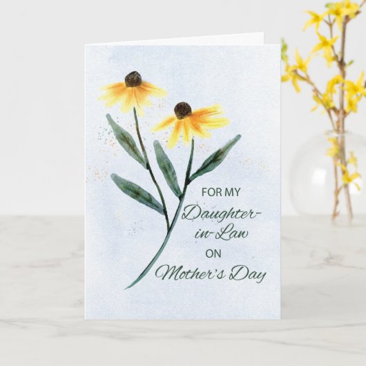 お母さんの日に義理の娘2円錐花 カード (黄色い花)