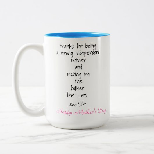 お母さんの日のお母さんからのメッセージをありがとう ツートーンマグカップ (左)