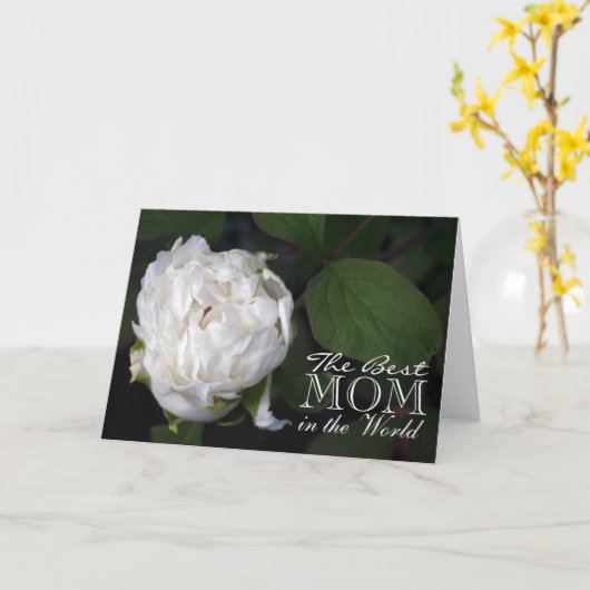 お母さんの日のお祝いの白いピーニングカード カード (黄色い花)