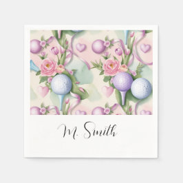 お母さんの日のために花をテーマにしたピンクのゴルフ スタンダードカクテルナプキン