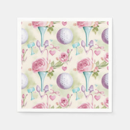お母さんの日のために花をテーマにしたピンクのゴルフ スタンダードカクテルナプキン