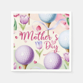 お母さんの日のために花をテーマにしたピンクのゴルフ スタンダードカクテルナプキン