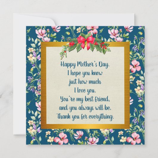 お母さんの日のエレガントなモダン写真カード (裏面)