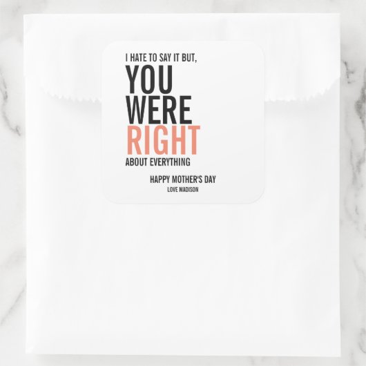 お母さんの日のシールは正しかった スクエアシール (バッグ)