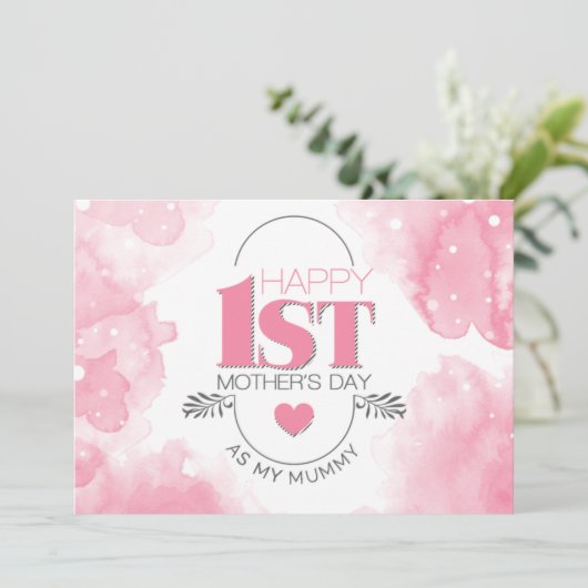 お母さんの日のピンクの水彩おめでとう  シーズンカード (スタンド正面)