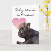 お母さんの日のブルドッググリーテフランスのィングカード カード (黄色い花)