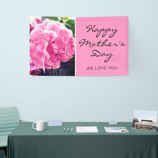 お母さんの日の幸せな台本ピンクフローラ愛してる 横断幕 (トレードショー)