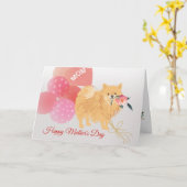 『お母さんの日の愛』ポメラニア犬犬 カード (黄色い花)