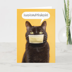 お母さんの日の猫がおもしろい顔の仮面ユーモア シーズンカード