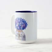 お母さんの日の青紫陽花 ツートーンマグカップ (正面左)