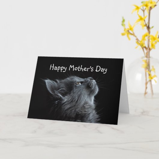 お母さんの日はいつも猫を見上げる カード (黄色い花)