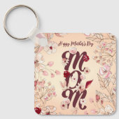 お母さんの日をパーソナライズするママ暖かいフローラ キーホルダー (正面)