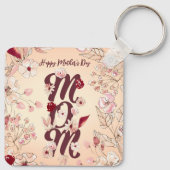 お母さんの日をパーソナライズするママ暖かいフローラ キーホルダー (裏面)