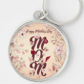 お母さんの日をパーソナライズするママ暖かいフローラ キーホルダー (正面)