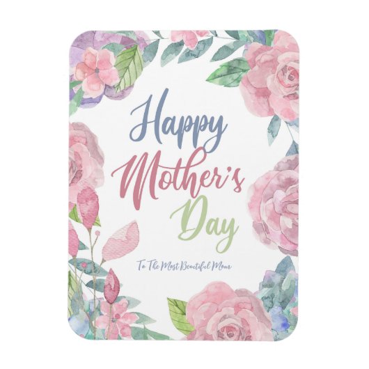 お母さんの日を彩る花の水をパーソナライズ マグネット (縦)