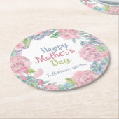 お母さんの日を彩る花の水をパーソナライズ ラウンドペーパーコースター (アングル)