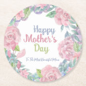 お母さんの日を彩る花の水をパーソナライズ ラウンドペーパーコースター (正面)