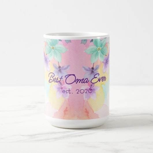 お母さんの日を祝うおばあちゃんのための鮮やかな花柄デザイン コーヒーマグカップ (中央)