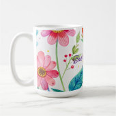 お母さんの日を祝うオマの鮮やかな花柄 コーヒーマグカップ (左)