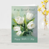 お母さんの日ホワイトチューリップ水彩 カード (黄色い花)