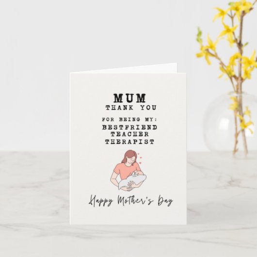 お母さんの日帰りカードを心から感謝する カード (黄色い花)