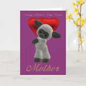 お母さんの日、お母さんの日曜かわいい羊 カード (黄色い花)