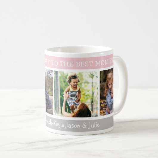 お母さんの日、お母さ最高のん4人の写真のコラージュ コーヒーマグカップ (正面右)