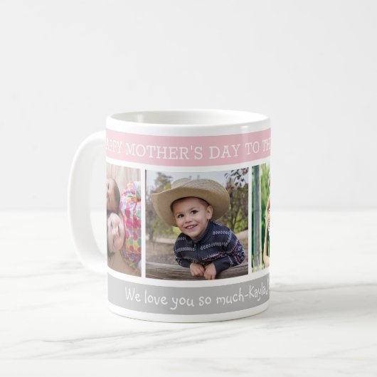 お母さんの日、お母さ最高のん4人の写真のコラージュ コーヒーマグカップ (正面左)