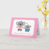お母さんの日、かわいいコアラベア カード (黄色い花)
