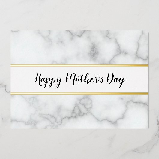 お母さんの日 エレガントな偽大理石 & ゴールド 箔シーズンカード (正面)