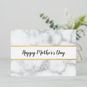 お母さんの日 エレガントな偽大理石 & ゴールド 箔シーズンカード (立ち正面)