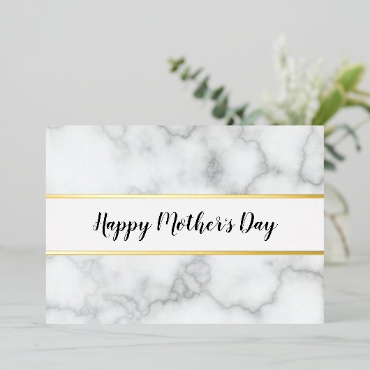 お母さんの日 エレガントな偽大理石 & ゴールド 箔シーズンカード (立ち正面)